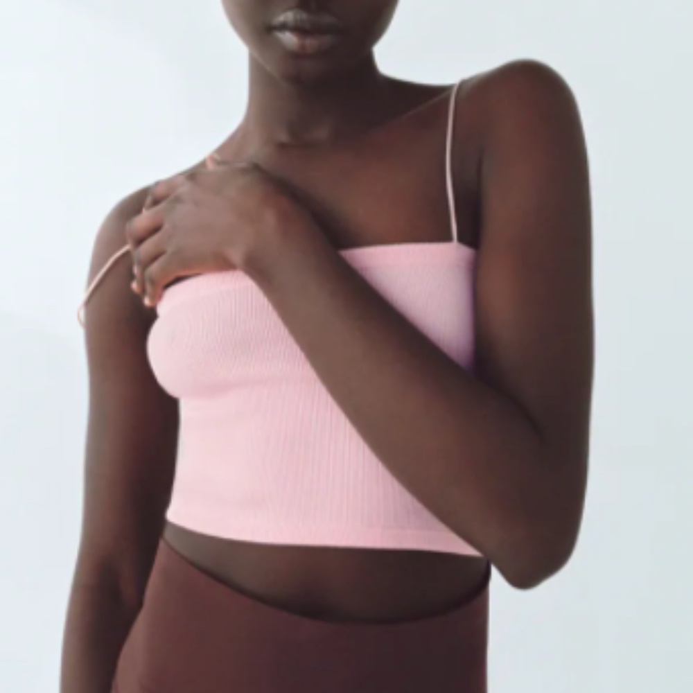 New Zara Pink Bandeau Crop Top Size Small